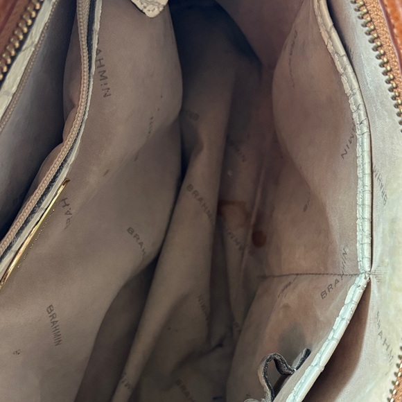 Brahmin Black and Cream Croc Satchel - Picture 3 of 5